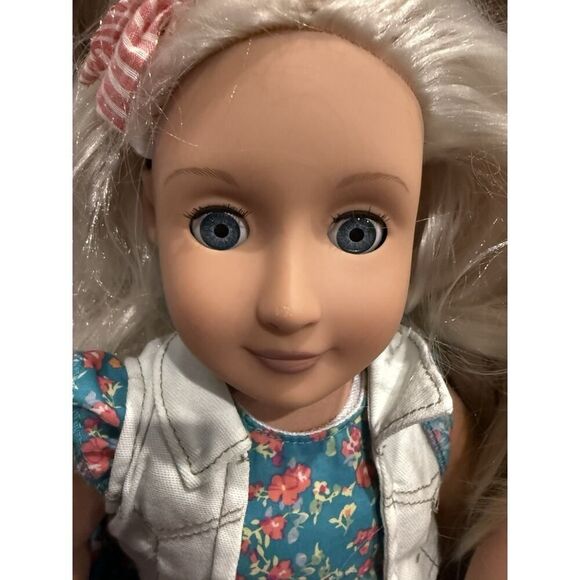 Lot 3 x Our Generation Battat Vinyl & Soft Body Dolls Blonde Blue Eyes 18" - Picture 3 of 8